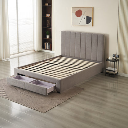 Hudson Storage Bed Frame with Drawers – Light Grey