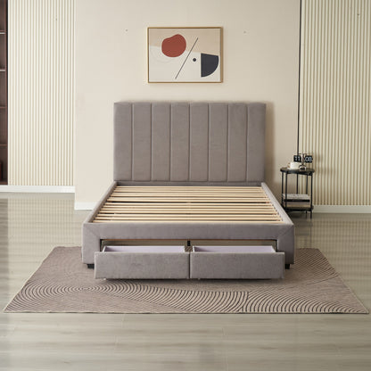 Hudson Storage Bed Frame with Drawers – Light Grey