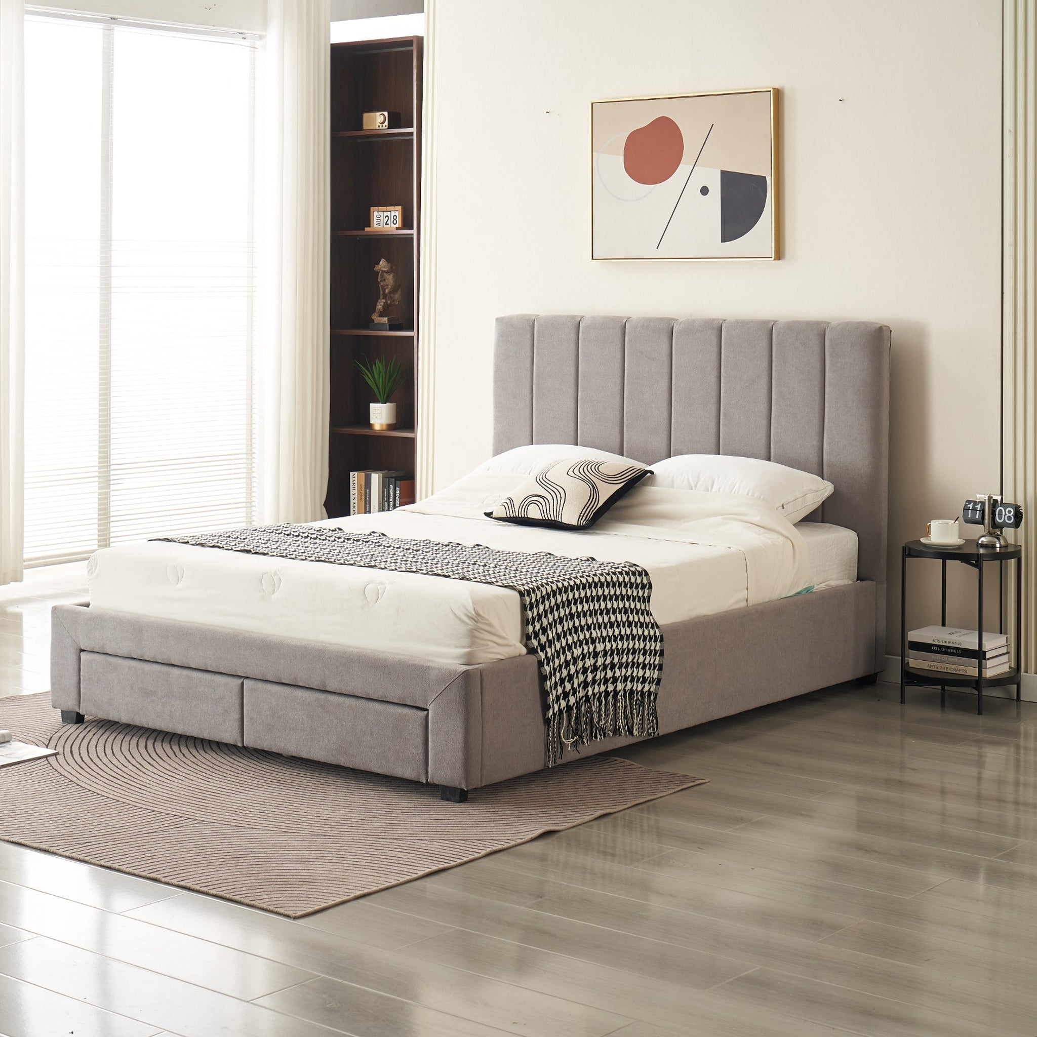 Hudson Storage Bed Frame with Drawers – Light Grey