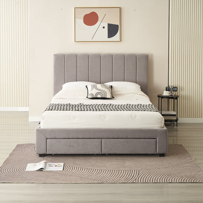 Hudson Storage Bed Frame with Drawers – Light Grey