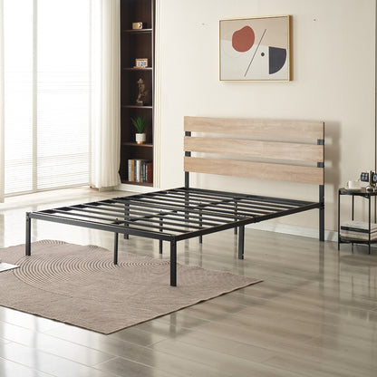 Cole Timber & Black Steel Platform Bed Frame