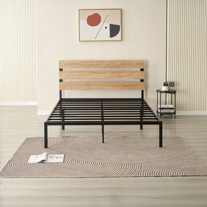 Cole Timber & Black Steel Platform Bed Frame