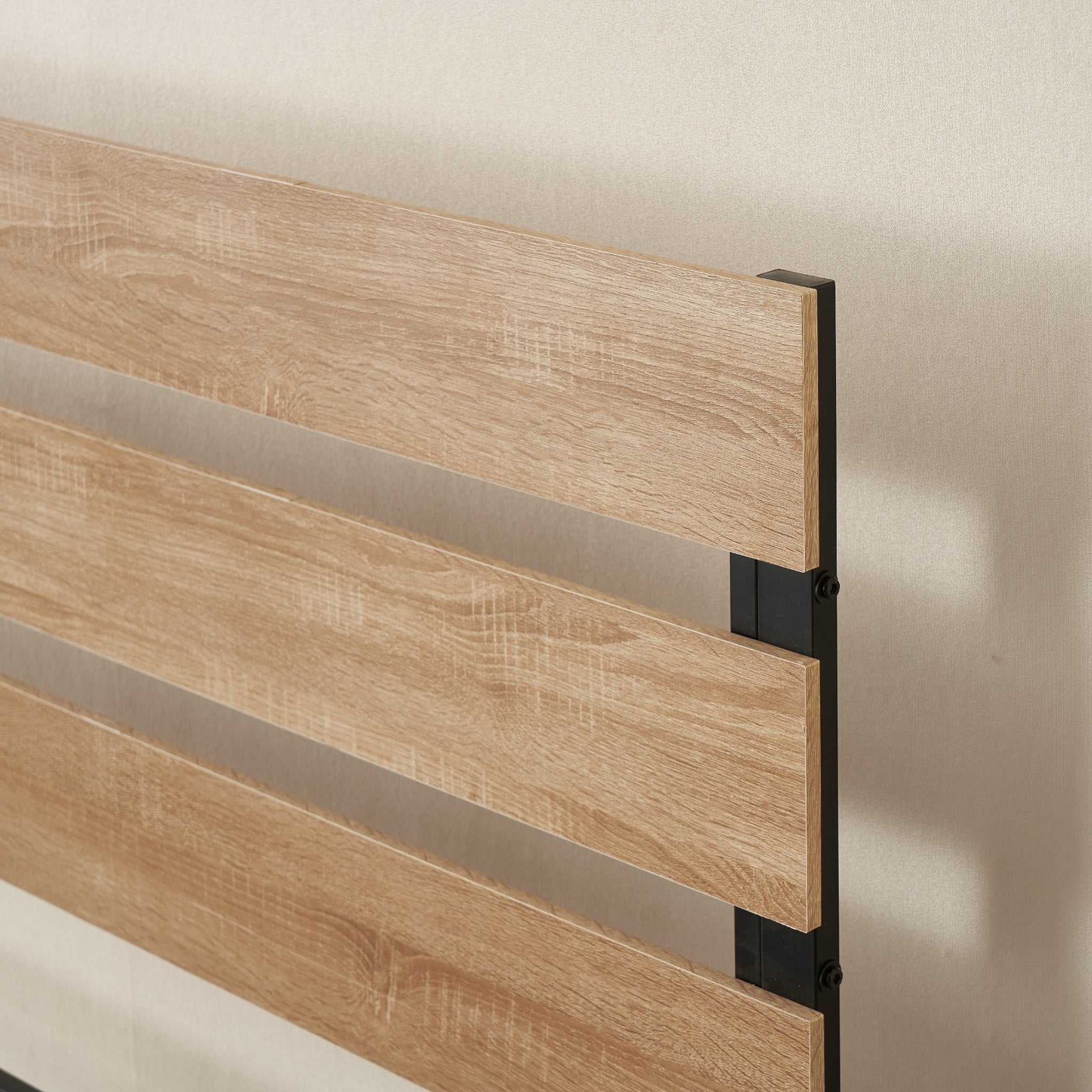 Cole Timber & Black Steel Platform Bed Frame