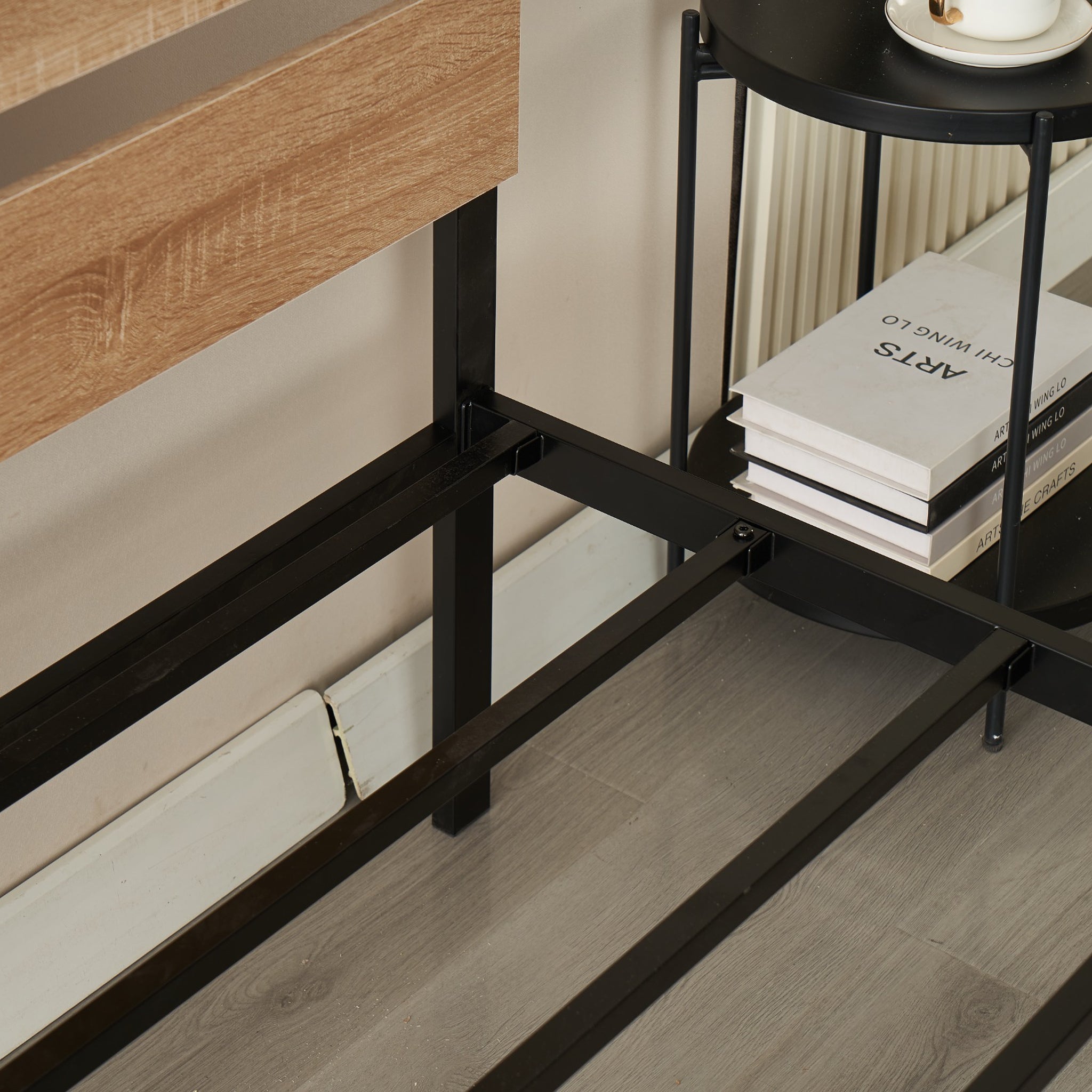 Cole Timber & Black Steel Platform Bed Frame