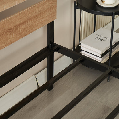 Cole Timber & Black Steel Platform Bed Frame