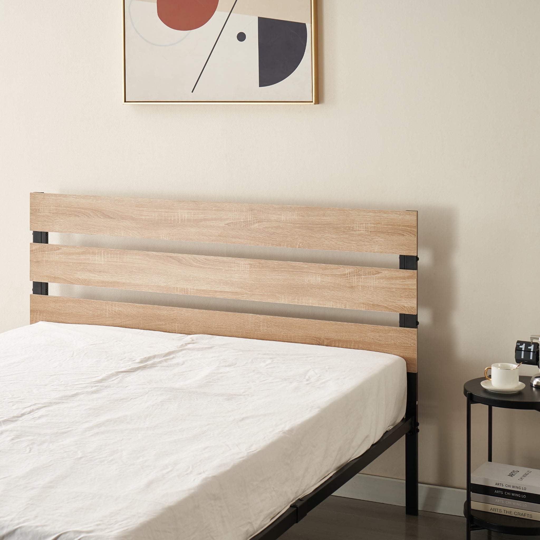 Cole Timber & Black Steel Platform Bed Frame