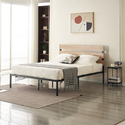 Cole Timber & Black Steel Platform Bed Frame