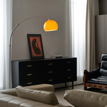 Modern Arc Floor Lamp – Yellow Shade Curved Floor Lamp