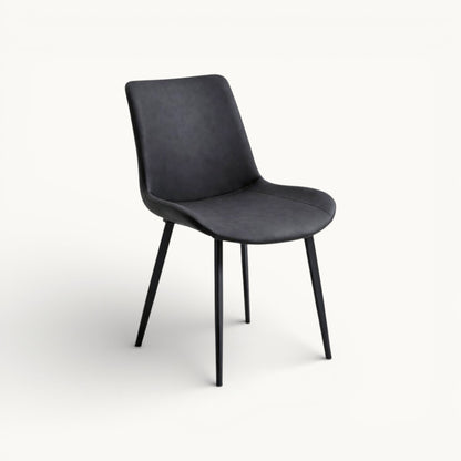 Grey Microfiber Leather Dining Chair – Carbon Steel Legs