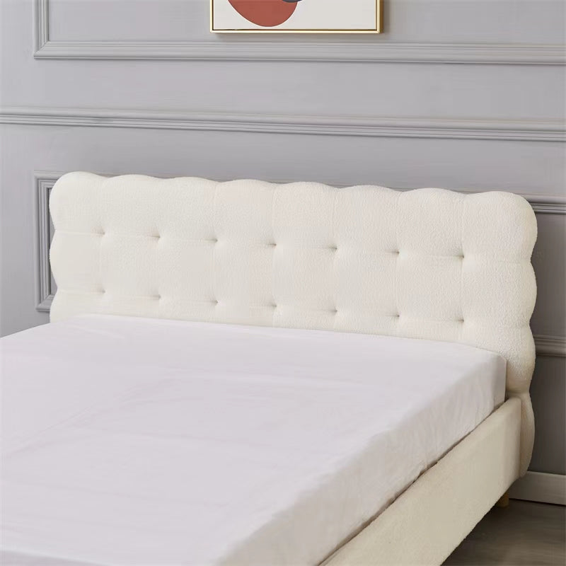 Moora Bouclé Upholstered Bed Frame – Cream White