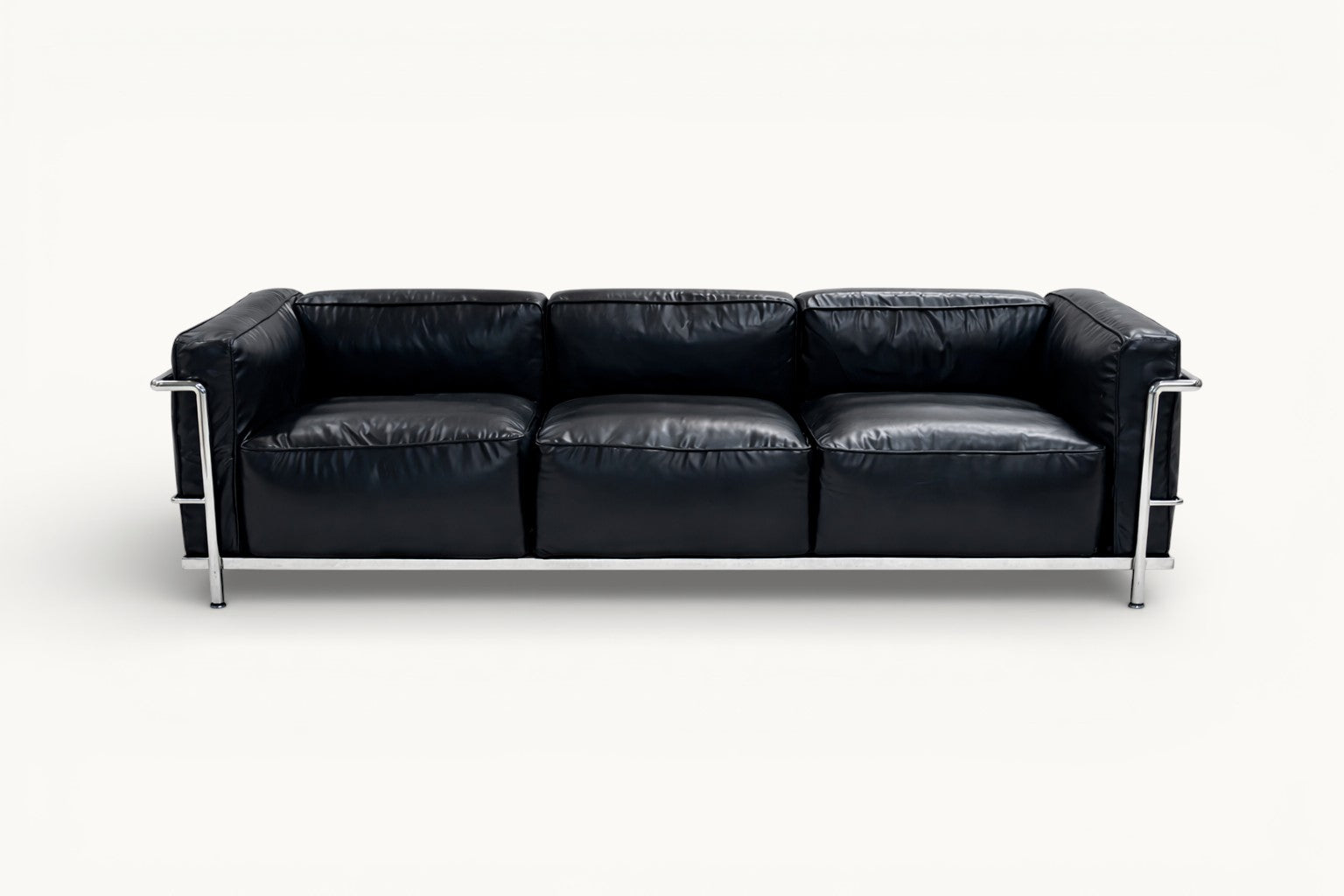 Black Leather Modular Sofa with Steel Frame