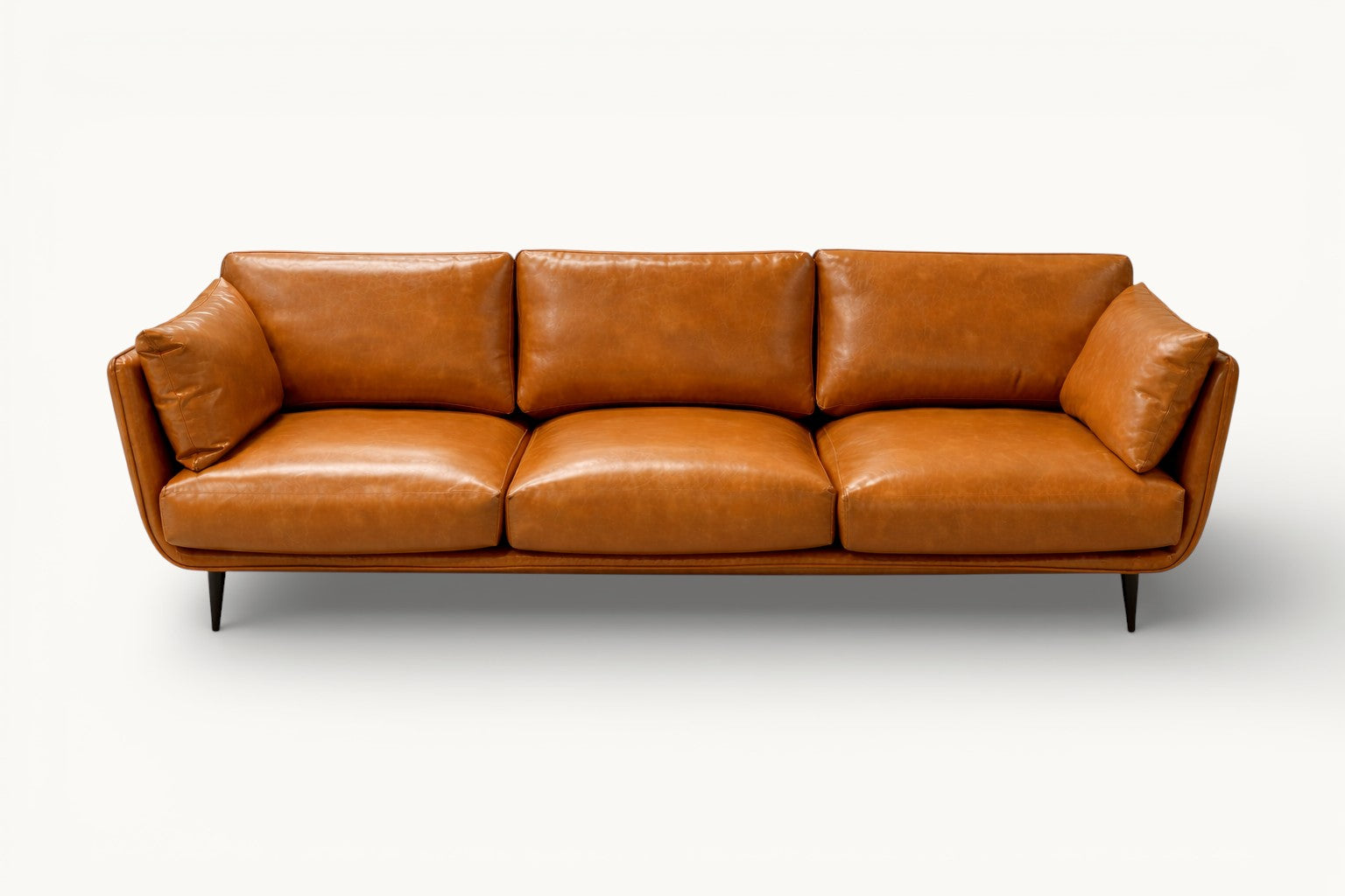 Cognac Leather 3-Seater Sofa