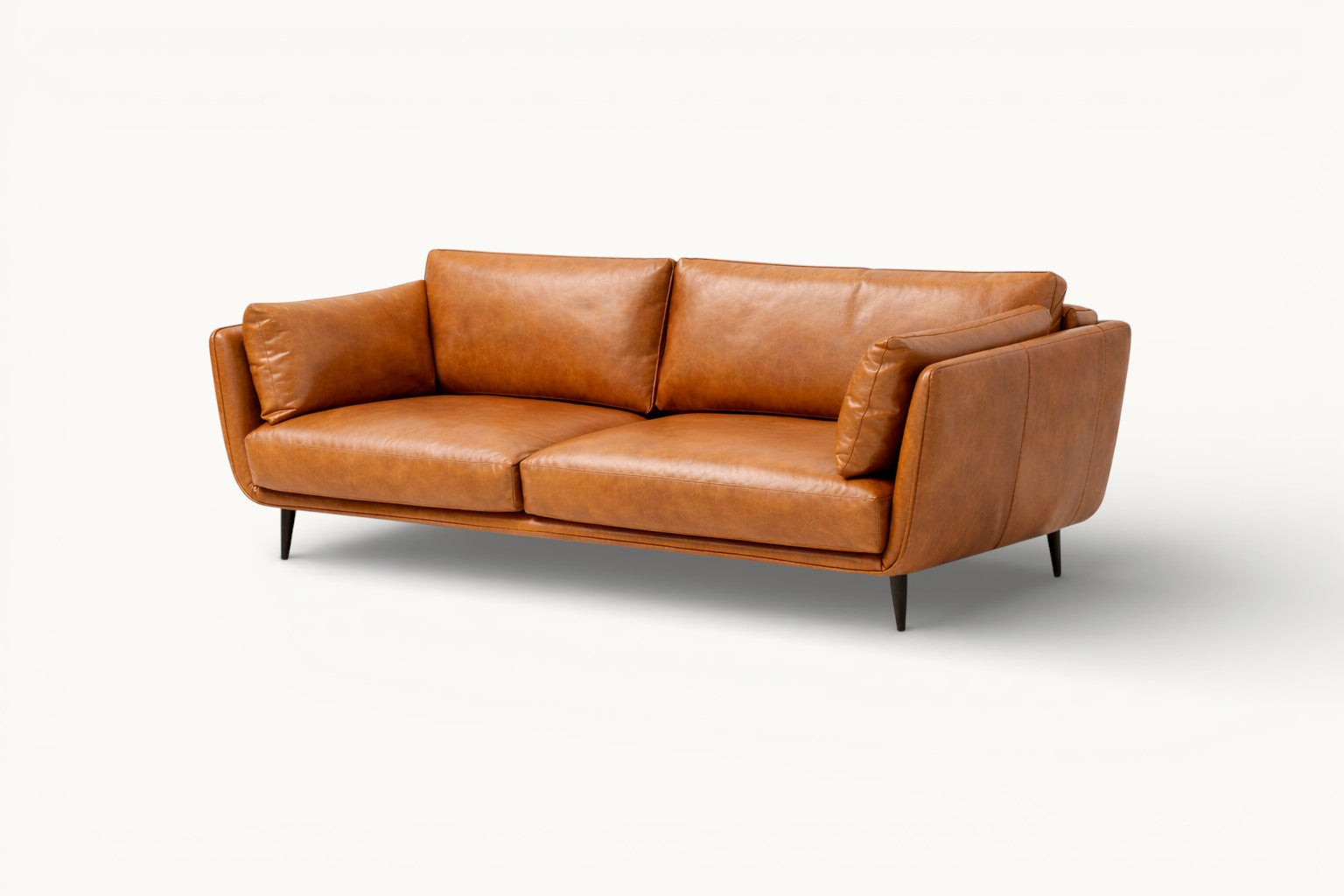 Cognac Leather 3-Seater Sofa