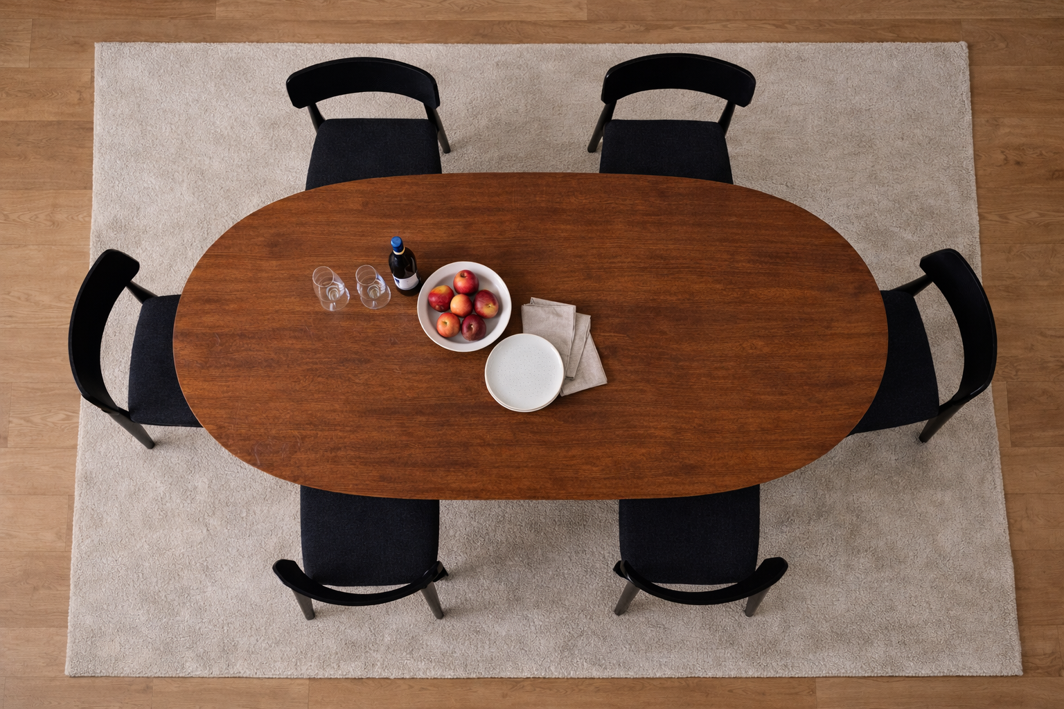 Oval Walnut Dining Table with Pedestal Base