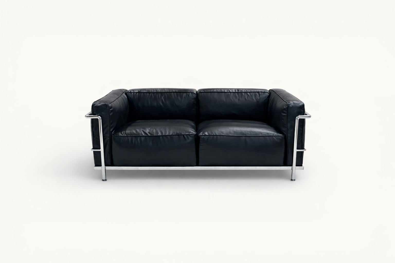 Black Leather Modular Sofa with Steel Frame