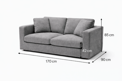 Modern Grey 3-Seater Sofa | Minimalist Fabric Couch – Moora Furniture