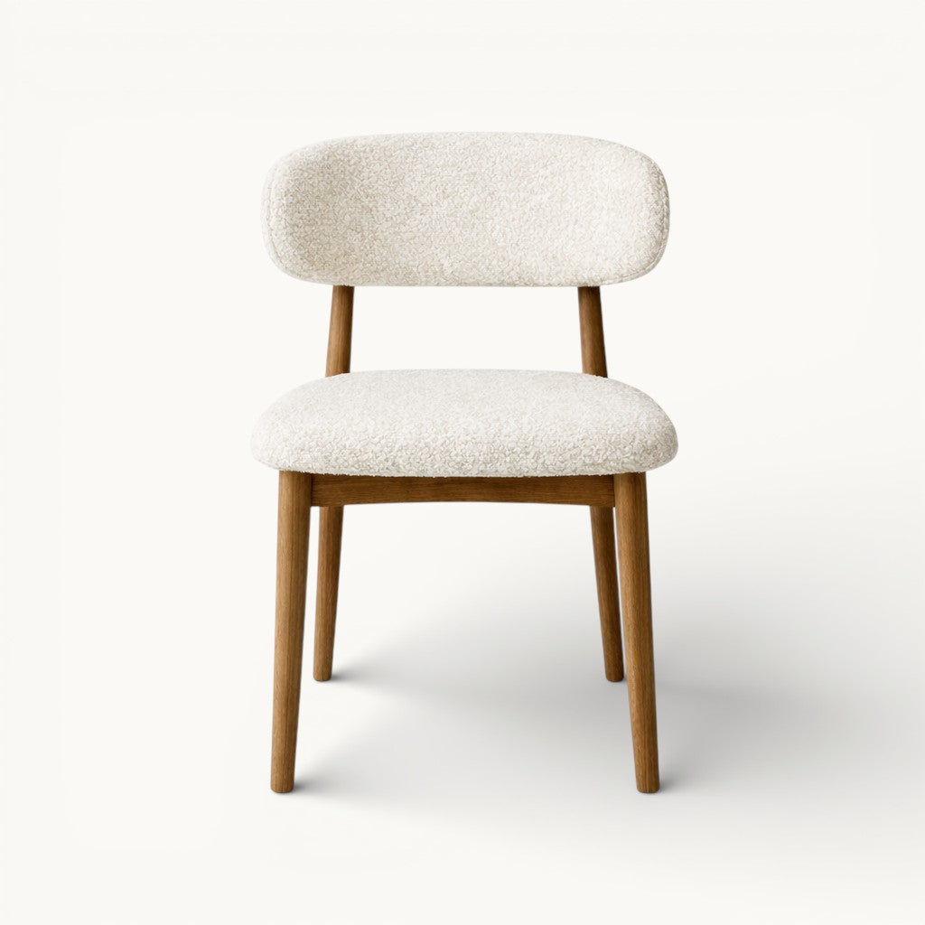 Walnut Solid Wood Dining Chair with White Microfiber Leather
