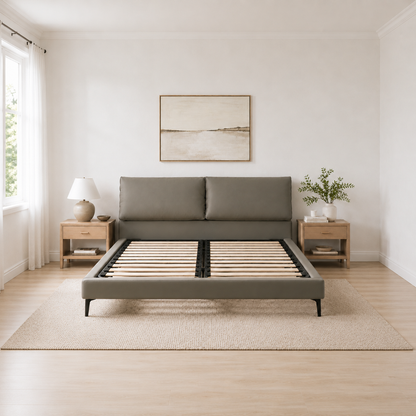 Moora Leather Upholstered Bed Frame | Feather-Filled Headboard