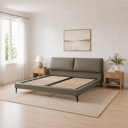 Moora Leather Upholstered Bed Frame | Feather-Filled Headboard